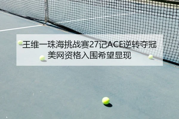 王维一珠海挑战赛27记ACE逆转夺冠 美网资格入围希望显现